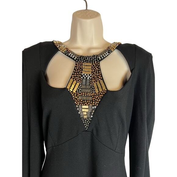 Venus Gladiator Neck Jeweled Cocktail Dress Structured 10 Cut Out Curvy Sexy - Picture 2 of 11